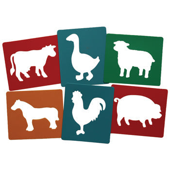 STENCILS, Farm Animals, Pack of 6