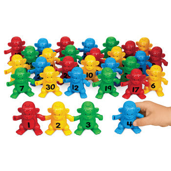 LINKING NUMBER MONKEYS, Age 3+, Set of 30