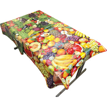 HEAVY DUTY TABLE COVERS, Fabric Backed, Fruit & Vegetable Designs, Pack of 2