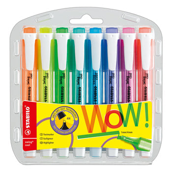 HIGHLIGHTERS, STABILO SWING COOL, Pack of 8,, 8 Assorted Colours, Pack of 8