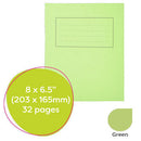 EXERCISE BOOKS, MANILLA COVERS, 8 x 61/2'' (203 x 165mm), 32 pages, Handwriting book, Green, Pack of 25