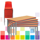 FULLY WELDED TABLES & CHAIRS CLASS PACK, RECTANGULAR, 1200 x 600mm depth, Sizemark 6 - 760mm height, Green, Smartbuy