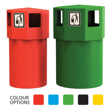 LITTER BINS, OCTAPLUS HOODED, Midi, Red, Leafield Environmental, Each