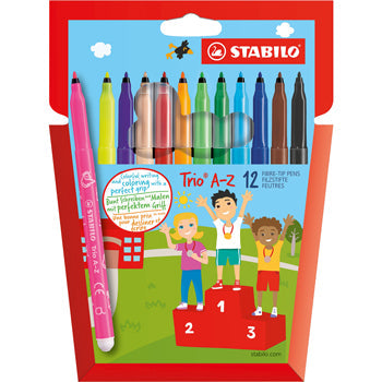 PENS, WASHABLE FIBRE TIP, FINE, STABILO(R) Trio A-Z, Assorted, Class Pack of 144