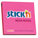 REPOSITIONABLE NOTES, STICK 'N NOTES, Neon Pink, 76 x 76mm, Pack of 6