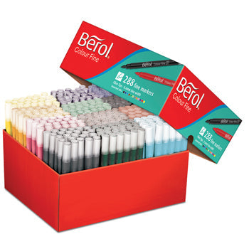PENS, WASHABLE FIBRE TIP, BEROL(R) Colour Fine, Assorted, Tub of 42