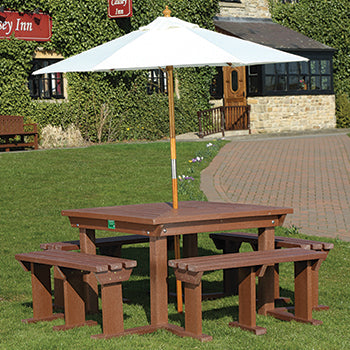 MARMAX RECYCLED PLASTIC PRODUCTS, Octobrunch Picnic Table, Adult, Brown, Each