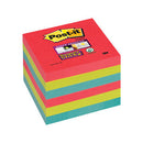POST-IT(R) SUPER STICKY COLOUR NOTES, Bora Bora, 76 x 76mm, Pack of 6