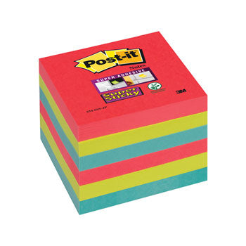 POST-IT(R) SUPER STICKY COLOUR NOTES, Bora Bora, 76 x 76mm, Pack of 6