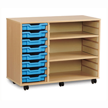 Maple Tray Rack MOBILE TRAY UNITS, TRAY & SHELVING UNITS, 8 Shallow Tray, Maple