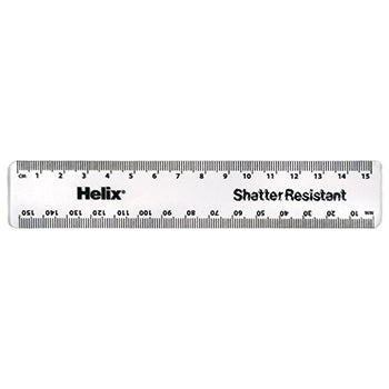 RULER, PLASTIC, 15cm, Clear, Pack of 10
