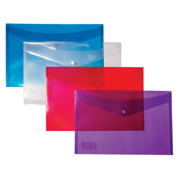 POLYPROPYLENE, POLYPROPYLENE WALLETS FOOLSCAP, STUD WALLET, Individual Colours, Foolscap, Purple, Pack of 25