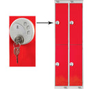 TWO COMPARTMENT LOCKERS WITH KEY LOCKS, 300 x 450 x 1800mm (w x d x h), Nest of 2 Lockers, Green doors