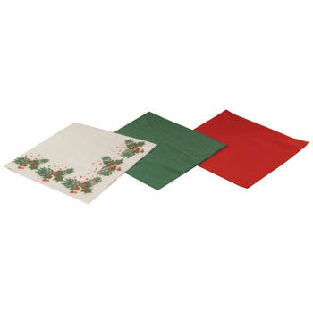 NAPKINS, PAPER, 3 Ply, 400mm Square, Festive Pattern, Pack of 100