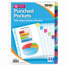 PUNCHED PRESENTATION POCKETS, CLEAR -  POCKET DIVIDERS, A4 (85 Microns Thick), Set of 12