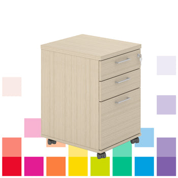 DRAWER UNITS, Mobile Under Desk, 2 Drawers & 1 Filing Drawer, Beech, Smartbuy