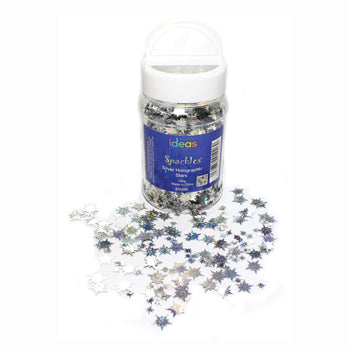 SEQUINS, Silver Holographic Stars, Tub of 100g