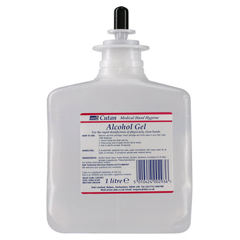 CUTAN, GEL SANITISER, Cutan(R) Alcohol Gel Hand Sanitiser, 1 Litre Refill Cartridge, deb, 1 litre