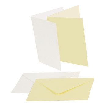 CARD AND ENVELOPE PACKS, White & Cream, A6 (105 x 148mm), White, Pack of 50