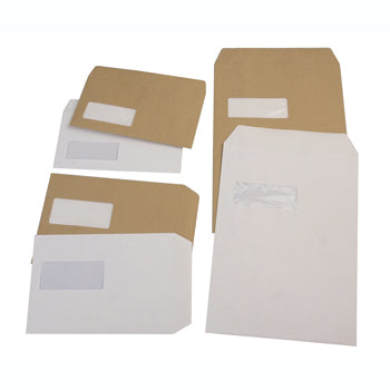 ENVELOPES (WITH WINDOW), DL (110 x 220mm), Gummed, Wallet, 80gsm Manilla, Box of 1000