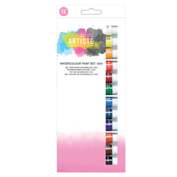 PAINT, WATERCOLOUR, Artiste, Pack of 12 x 12ml