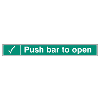 SAFETY SIGNS, FIRE EXIT SIGNS, Self-Adhesive, Push bar to open, 600 x 75mm, Each