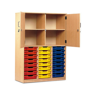 CLASSROOM STORAGE, TRAY STOCK CUPBOARDS, Provision for 24 Shallow Trays, With Lockable Full Doors