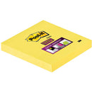 POST-IT(R) SUPER STICKY COLOUR NOTES, Canary(TM) Yellow Square, 76 x 76mm, Pack of 12