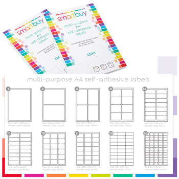 Smartbuy, MULTI-PURPOSE LABELS A4, White, 1 labels/sheet, Pack of 100