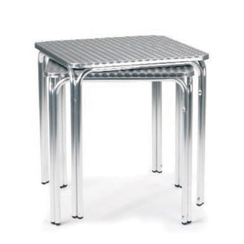 ALUMINIUM CAFE FURNITURE, STACKABLE 4 LEG TABLE, Square, 700 x 700 x 740mm height