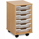 MOBILE TRAY UNITS, SINGLE COLUMN, 6 Shallow Tray, Maple