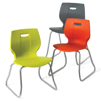 GEO CHAIR RANGE, SKID BASE, Sizemark 5 - 430mm Seat height, Lime, ADVANCED MOULDS