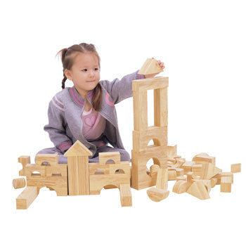 CONSTRUCTION, Wood Effect Soft Blocks, Age 2 +, Set of 68 pieces