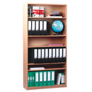 CLASSROOM STORAGE, OPEN BOOKCASE, 1 Fixed & 4 Adjustable Shelves, 1800mm height, Beech