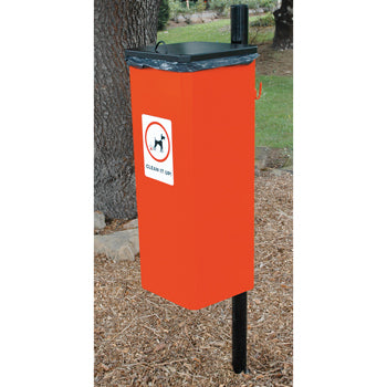 POST MOUNTED SIRIUS DOG WASTE BIN, 60 litre capacity, BX45 2591-PM-60, broxap, Each