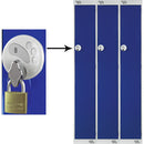 SINGLE COMPARTMENT LOCKERS WITH SWIVEL CATCH LOCKS, 300 x 450 x 1800mm (w x d x h), Nest of 3 Lockers, Red doors