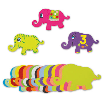 PRE-CUT PAPER SHAPES, Elephants, Pack of 100