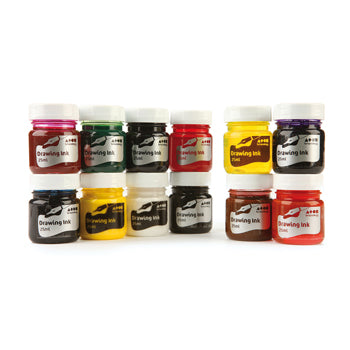 DRAWING INK, Waterproof, Small, Assorted, Set of 12 x 28ml