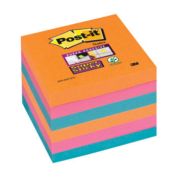 POST-IT(R) SUPER STICKY COLOUR NOTES, Bangkok, 76 x 76mm, Pack of 6