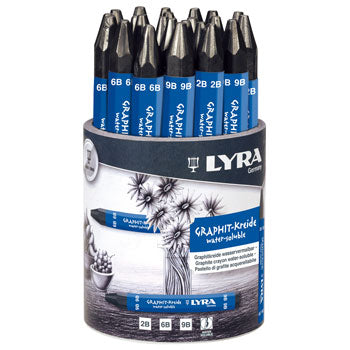 GRAPHITE STICKS, LYRA(R) CRAYONS, Water Soluble, Tub of 24