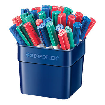 DRYWIPE PENS SLIMLINE BARRELS, STAEDTLER(R) Lumocolor Compact 341, 3 Assorted Colours, Tub of 36