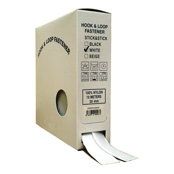 HOOK AND LOOP TAPE, Double Type, 20mm Wide Strip, Roll of 10m