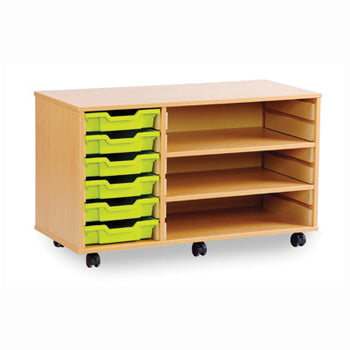 MOBILE TRAY UNITS, TRAY & SHELVING UNITS, 6 Shallow Tray, Maple