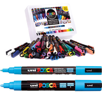 UNI POSCA PAINT MARKERS, Extra Fine Tip Class Pack, Class Pack of 22