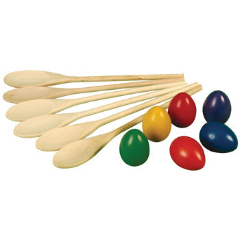 COLOURED EGG & SPOON SET, Set