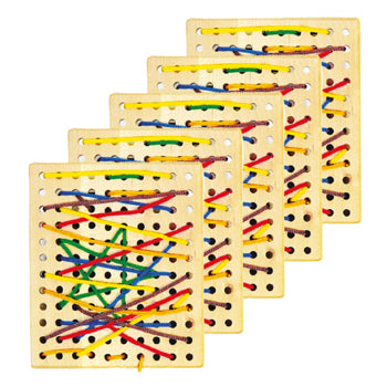 LACING & PATTERNS, WOODEN THREADING BOARD, Age 3+, Set of 5