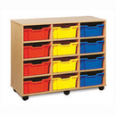 MOBILE DEEP TRAY UNIT, MOBILE TRAY UNITS, DEEP TRAY UNITS, 12 Deep Tray Unit, Maple