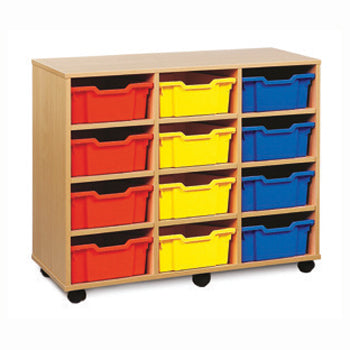 MOBILE DEEP TRAY UNIT, MOBILE TRAY UNITS, DEEP TRAY UNITS, 12 Deep Tray Unit, Maple