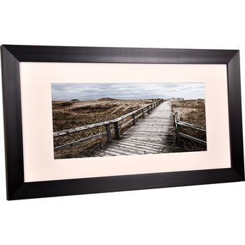 SATIN PANORAMIC FRAMES, Black, With mount for 18'' x 6'' picture