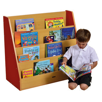 MILAN STORAGE RANGE, SINGLE SIDED BOOK STORAGE UNITS, 4 Tier Unit, Red, Each